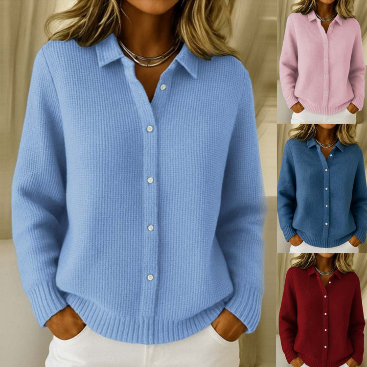 Casual Fashion Button Knitted Lapel Sweater For Women Long Sleeve Knitted Sweaters Tops Winter Jumper See size chart under “more details”