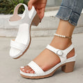 Women's Open-Toe Buckle Chunky High Heel Sandals