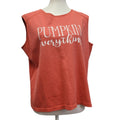Hand Printed Upcycled Womens XL Pumpkin Everything Sleeveless Tank Top Shirt