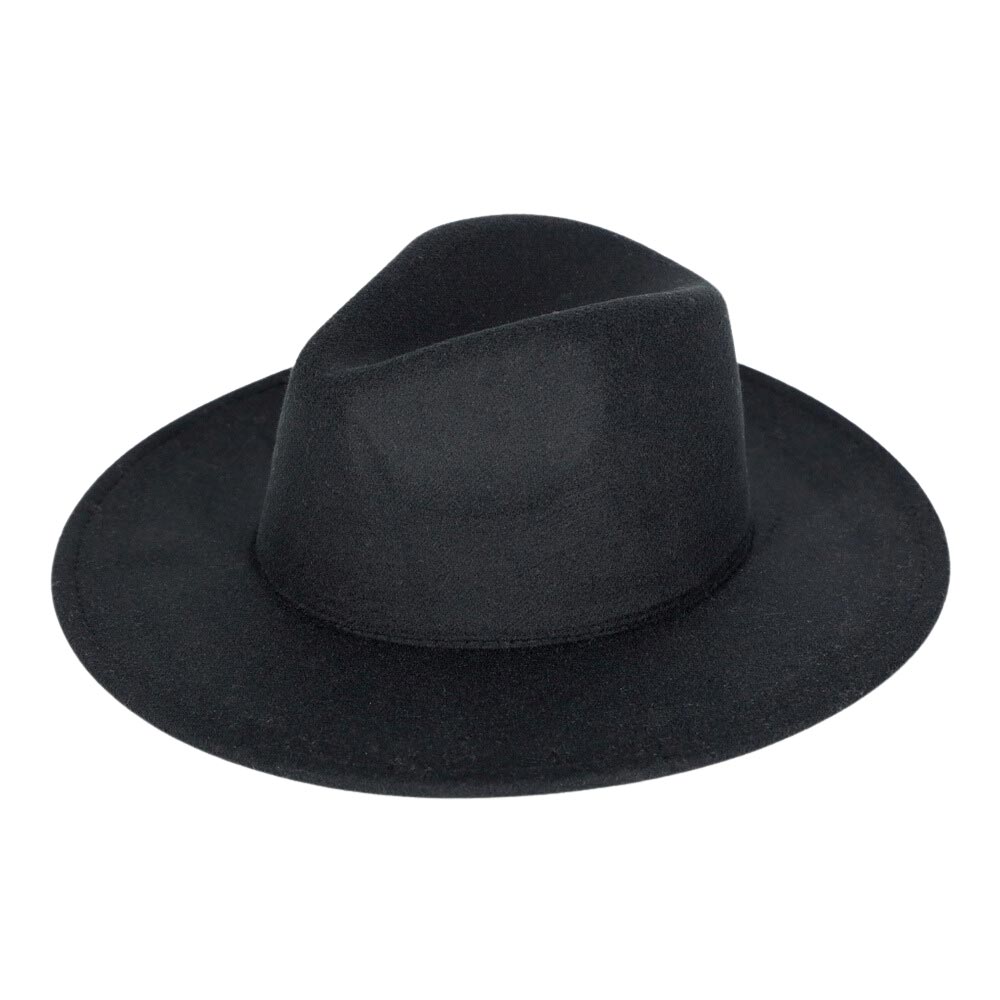 Women's Solid Color Classic Wide Brim Fedora Hat Panama