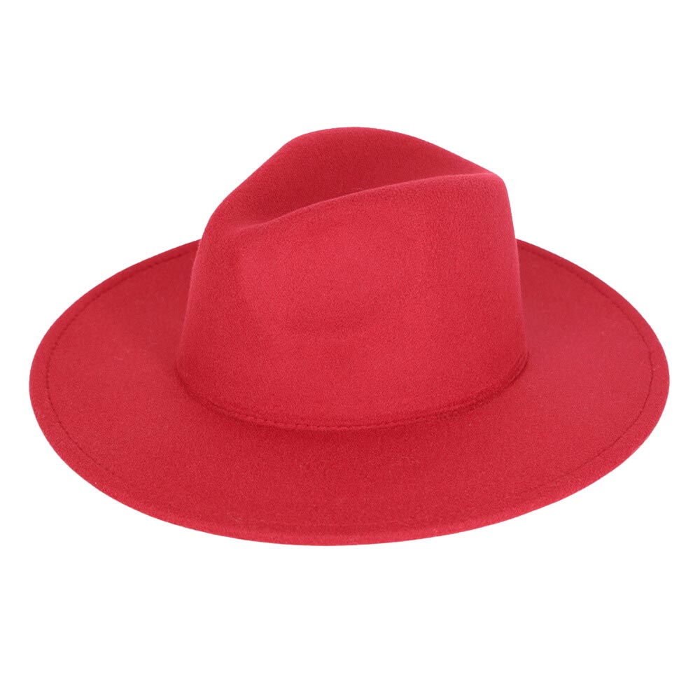 Women's Solid Color Classic Wide Brim Fedora Hat Panama
