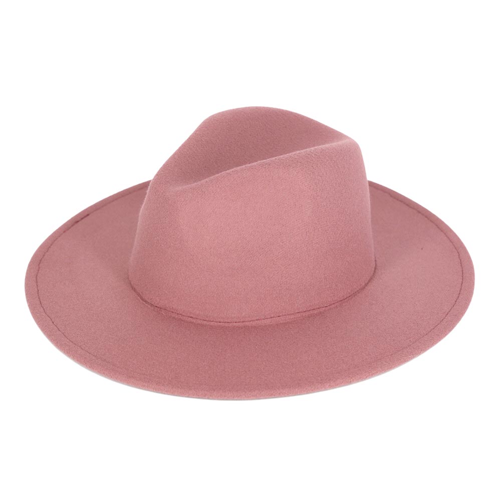 Women's Solid Color Classic Wide Brim Fedora Hat Panama