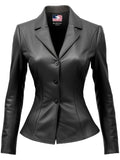 Giselle Black Women Leather Jacket Blazer