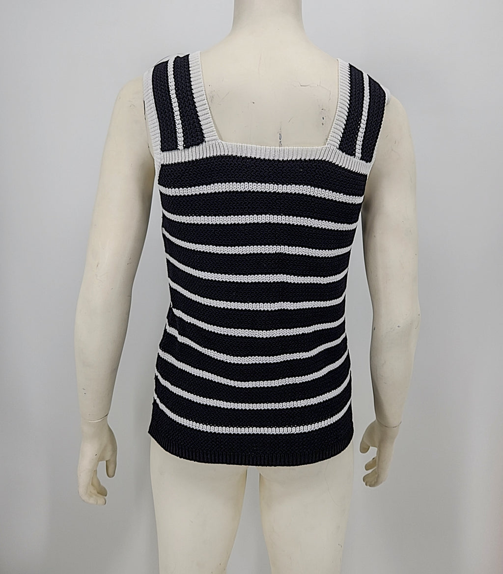 LOFT Women’s Black & White Striped Lightweight Sweater Top Size Medium