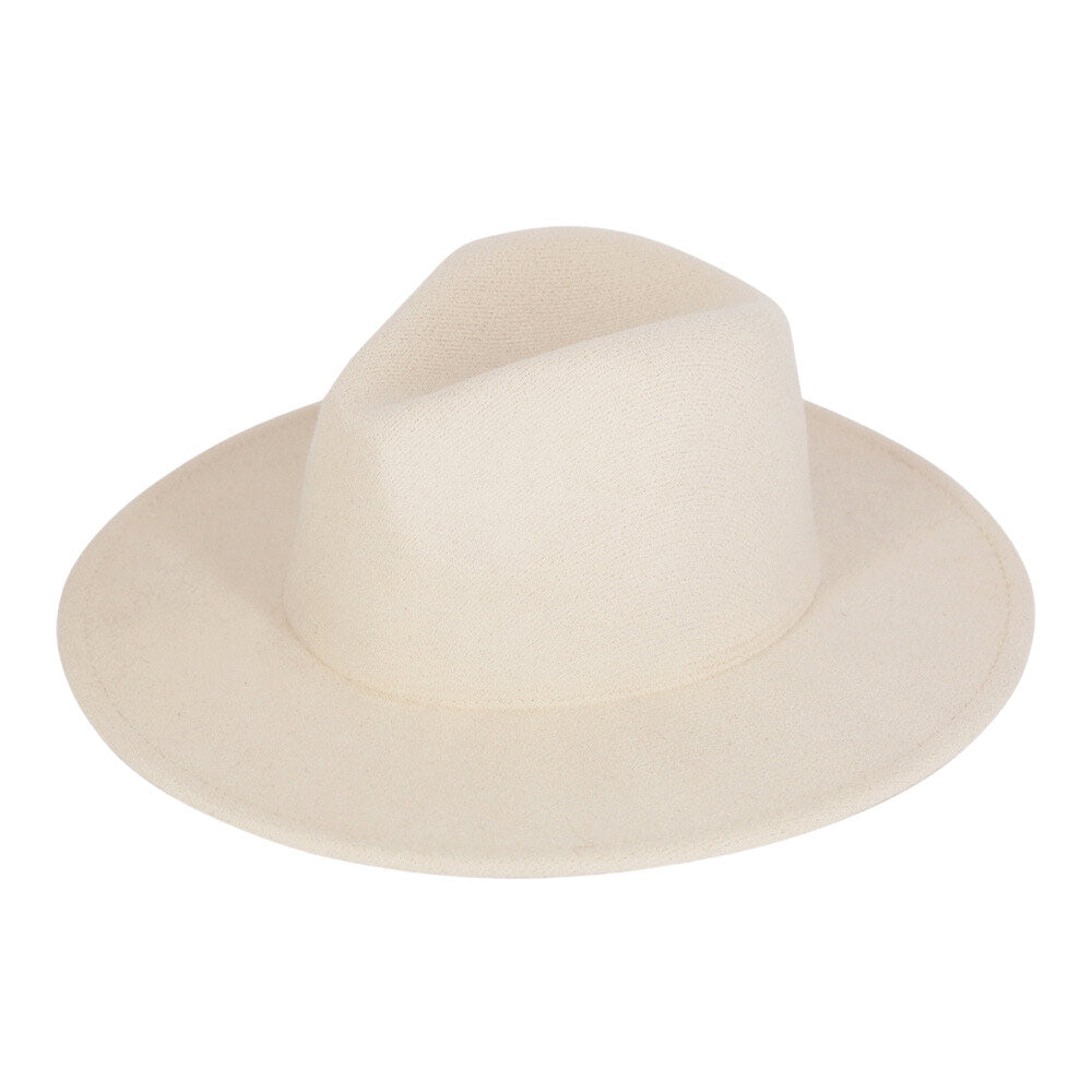 Women's Solid Color Classic Wide Brim Fedora Hat Panama
