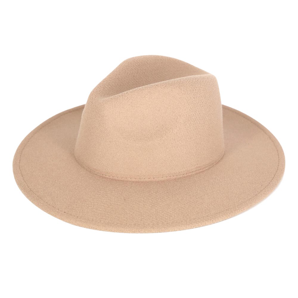Women's Solid Color Classic Wide Brim Fedora Hat Panama