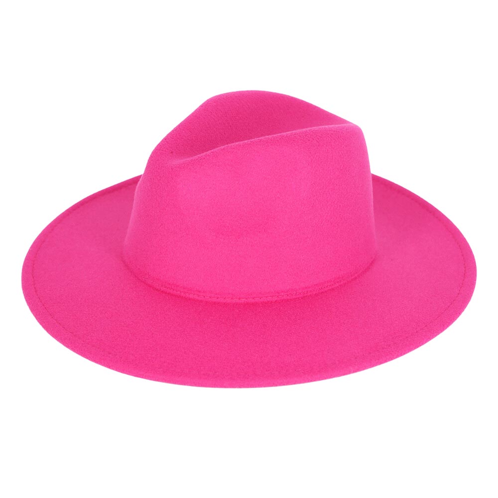 Women's Solid Color Classic Wide Brim Fedora Hat Panama