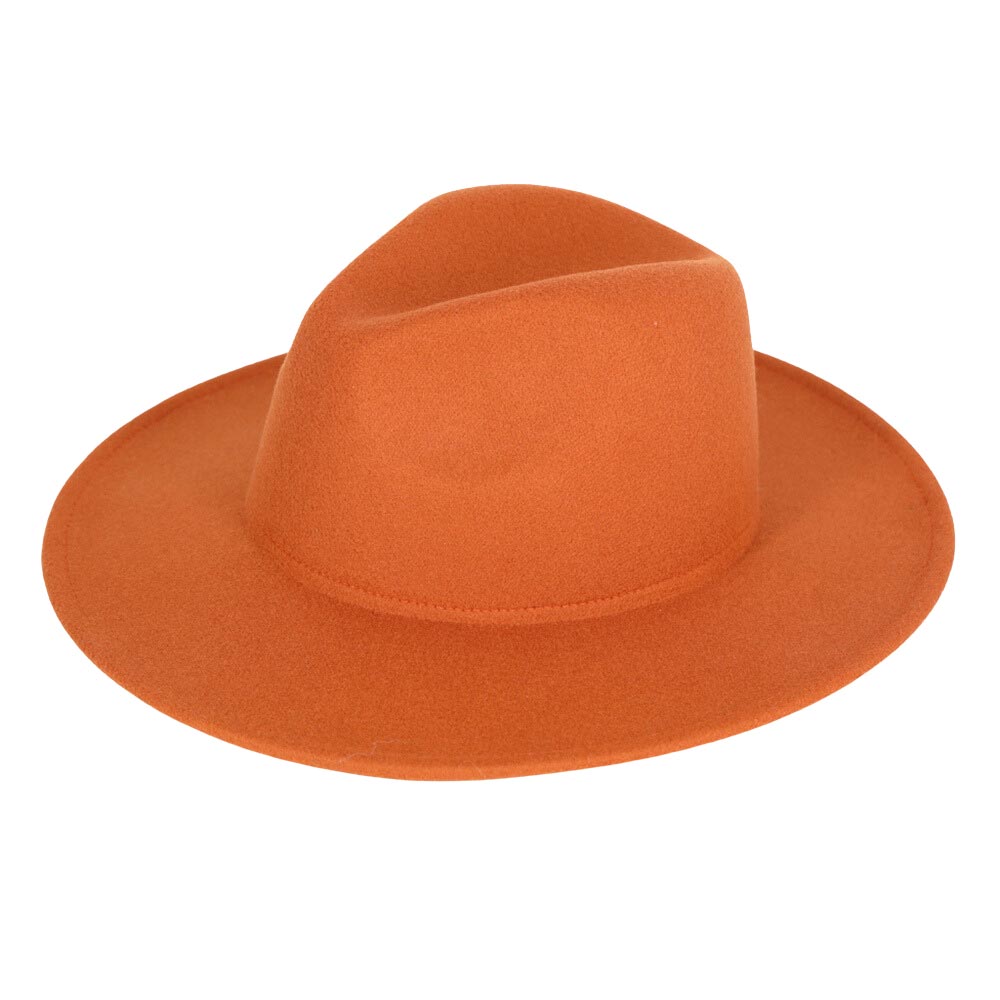 Women's Solid Color Classic Wide Brim Fedora Hat Panama