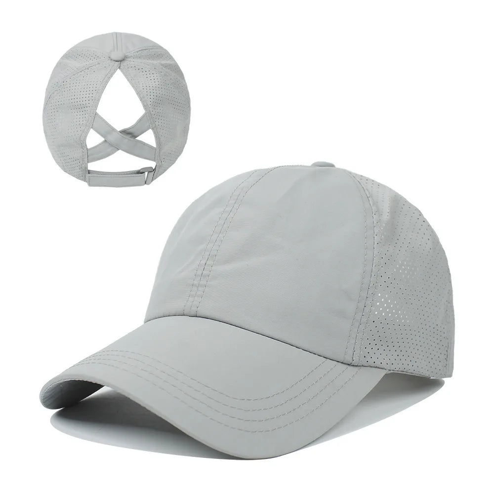 Women's High Ponytail Mesh Baseball Cap | Quick-Dry Breathable Sun Hat for Outdoor Sports