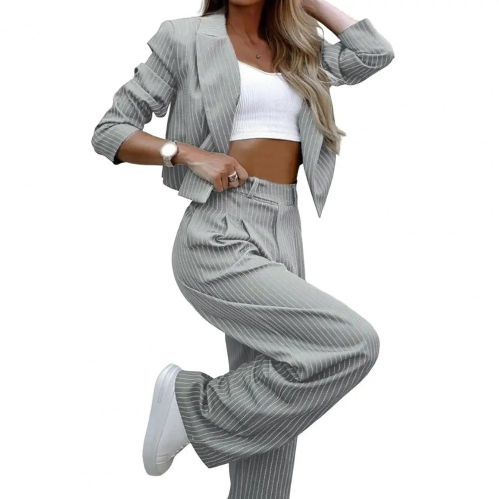 Women’s 2-Pc Blazer & Wide Leg Pants Suit