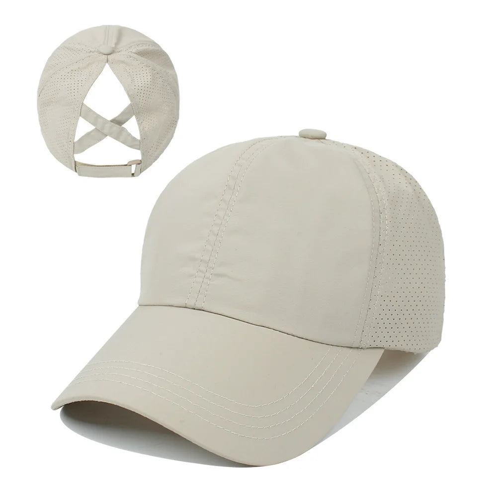 Women's High Ponytail Mesh Baseball Cap | Quick-Dry Breathable Sun Hat for Outdoor Sports