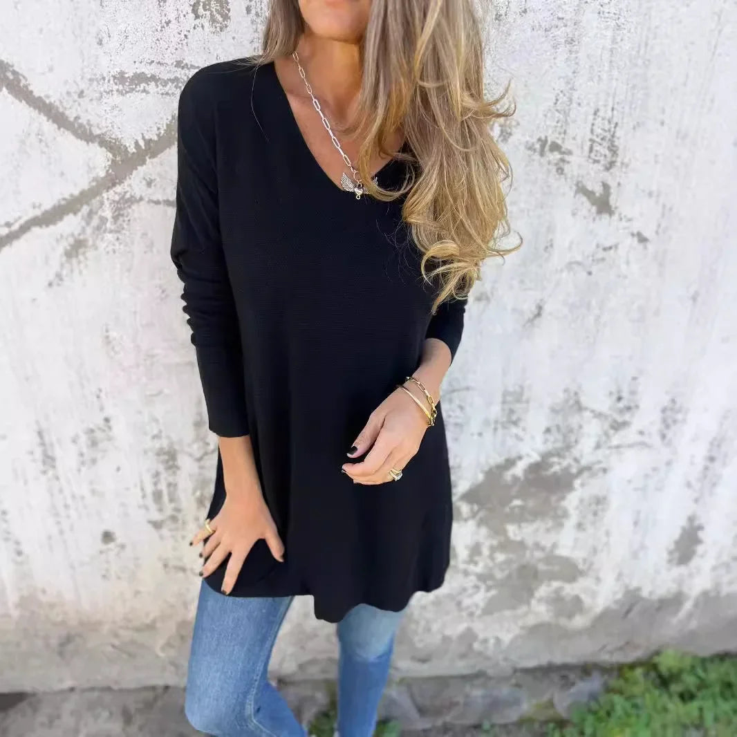 Spring Oversize Knitted Women Tops White V-neck Long Sleeve Loose Top Female Elegant Fashion Casual Trendy Ladies Clothes