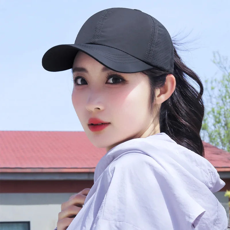 Women's High Ponytail Mesh Baseball Cap | Quick-Dry Breathable Sun Hat for Outdoor Sports