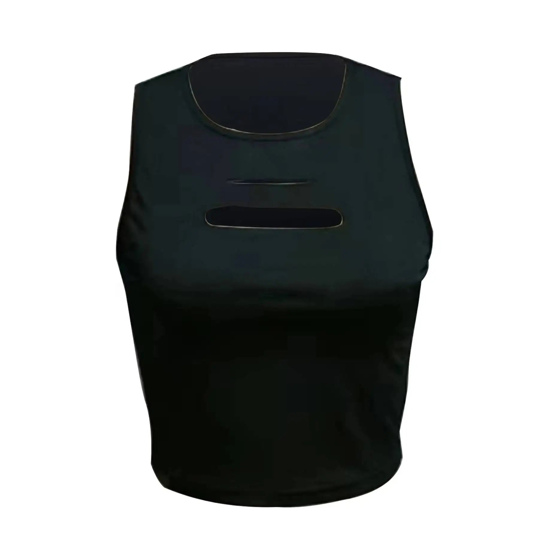 Women's Black Cutout Sleeveless Cropped Tank Top