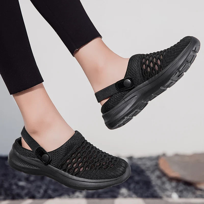 Women's Summer Sports Shoes New Platform Sandals Women Mesh Sports Breathable Beach Flat Bottom Trendy Outdoor Walking Slippers