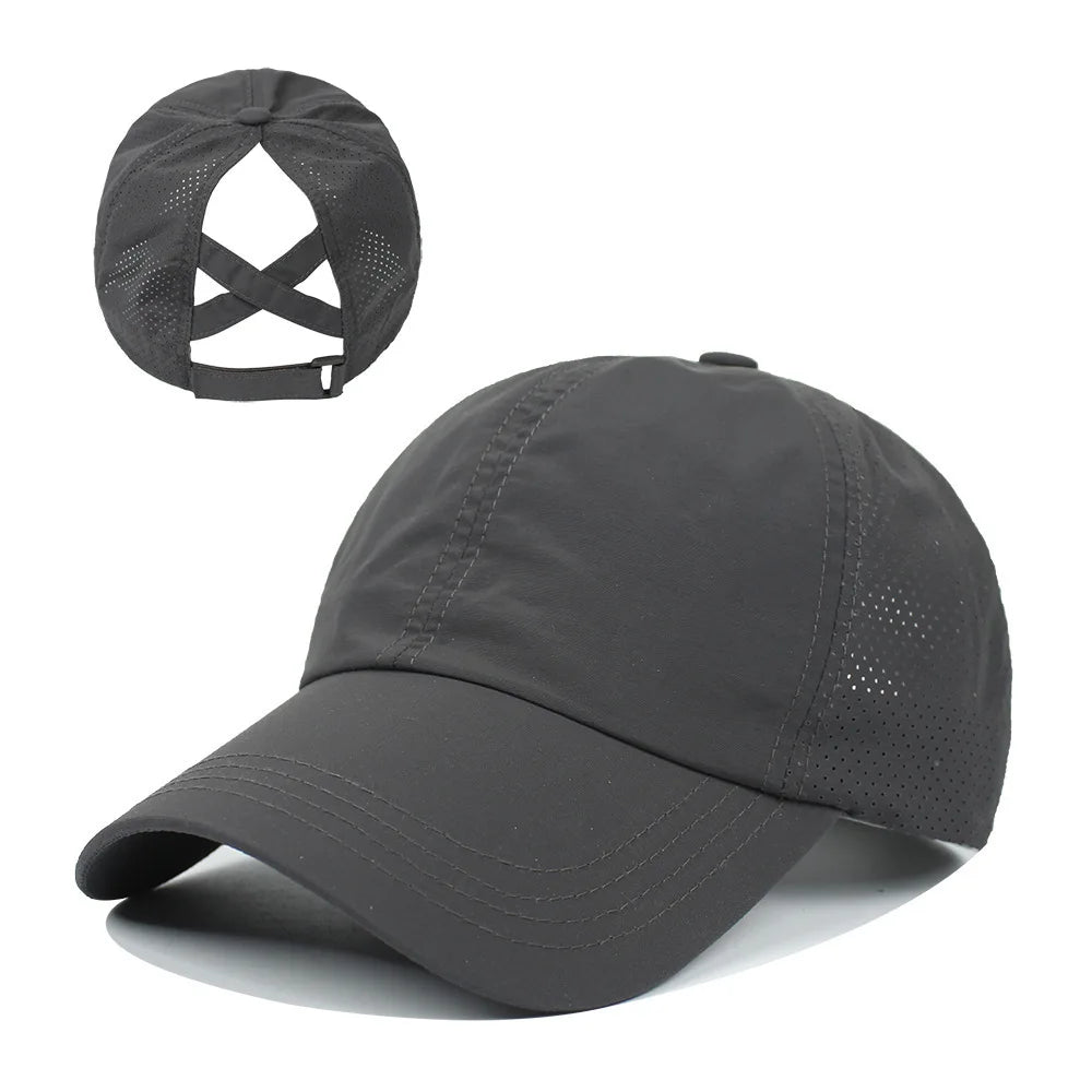 Women's High Ponytail Mesh Baseball Cap | Quick-Dry Breathable Sun Hat for Outdoor Sports