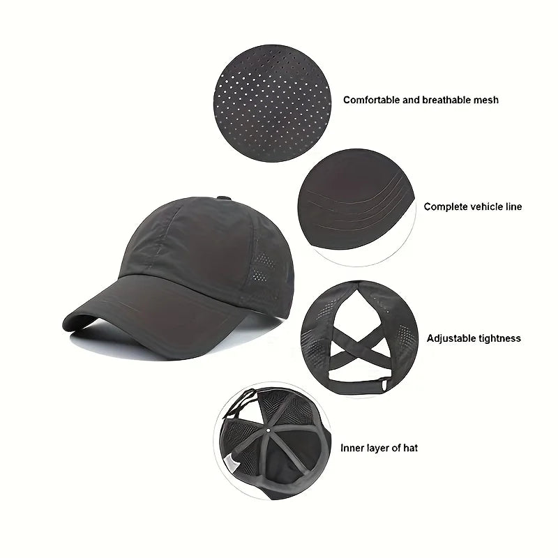 Women's High Ponytail Mesh Baseball Cap | Quick-Dry Breathable Sun Hat for Outdoor Sports