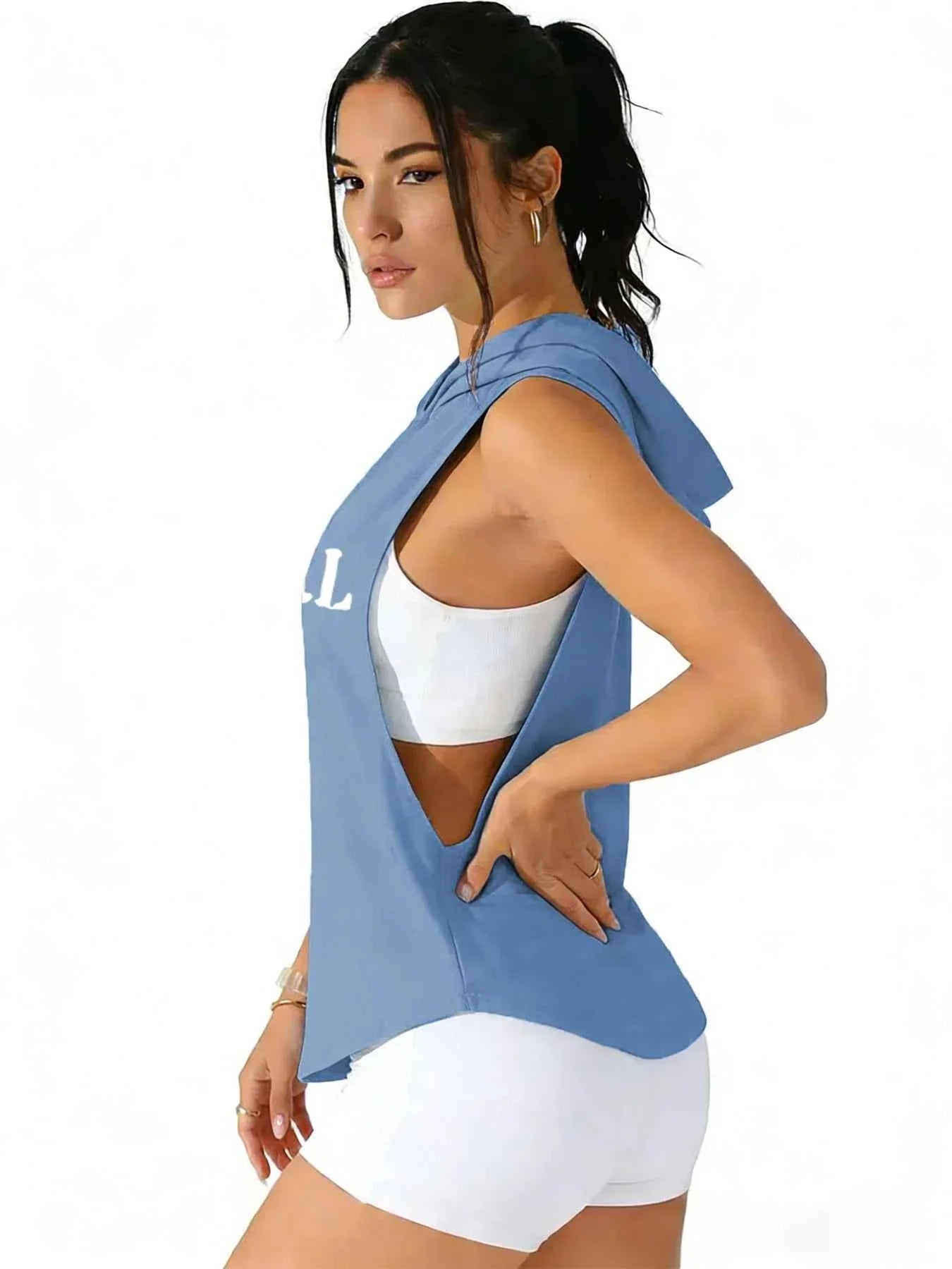 Baby Girl Cutout Hooded Tank Top
