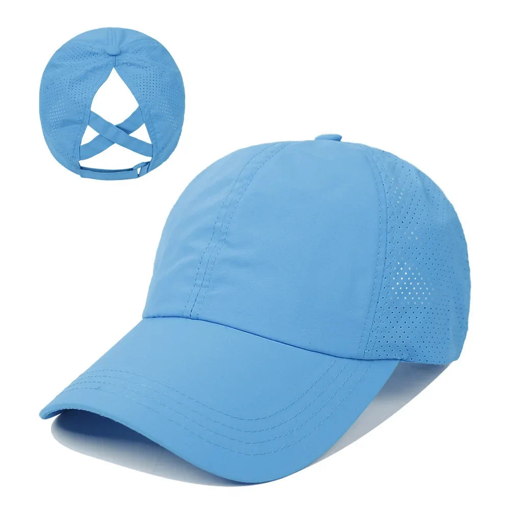 Women's High Ponytail Mesh Baseball Cap | Quick-Dry Breathable Sun Hat for Outdoor Sports