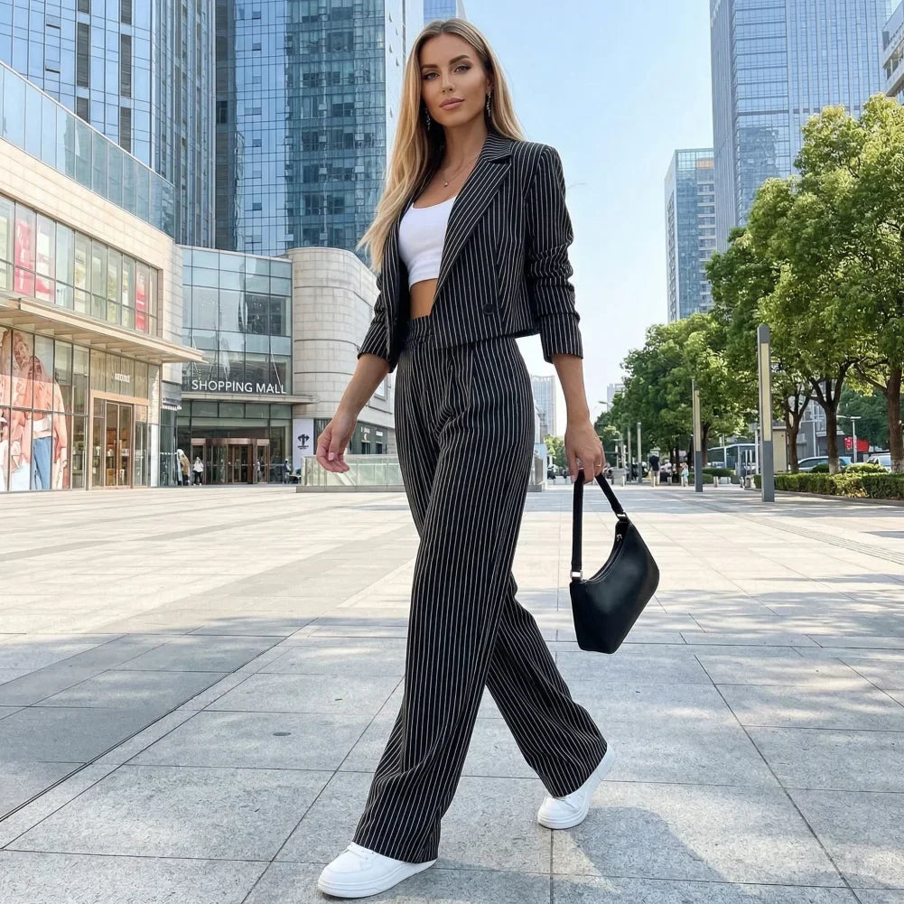 Women’s 2-Pc Blazer & Wide Leg Pants Suit