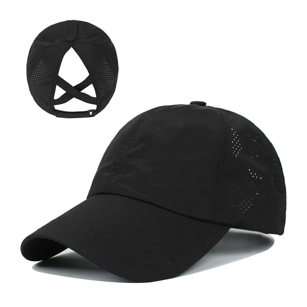Women's High Ponytail Mesh Baseball Cap | Quick-Dry Breathable Sun Hat for Outdoor Sports