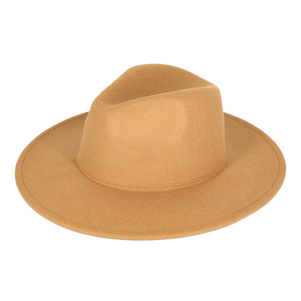 Women's Solid Color Classic Wide Brim Fedora Hat Panama