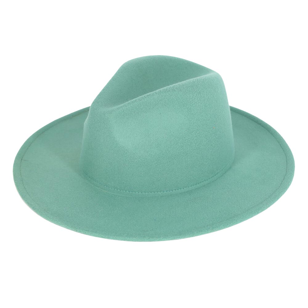 Women's Solid Color Classic Wide Brim Fedora Hat Panama
