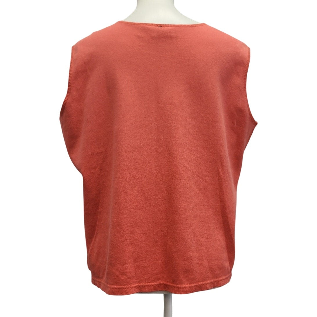 Hand Printed Upcycled Womens XL Pumpkin Everything Sleeveless Tank Top Shirt