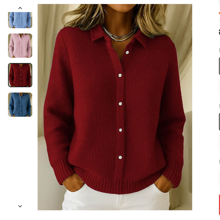Casual Fashion Button Knitted Lapel Sweater For Women Long Sleeve Knitted Sweaters Tops Winter Jumper See size chart under “more details”