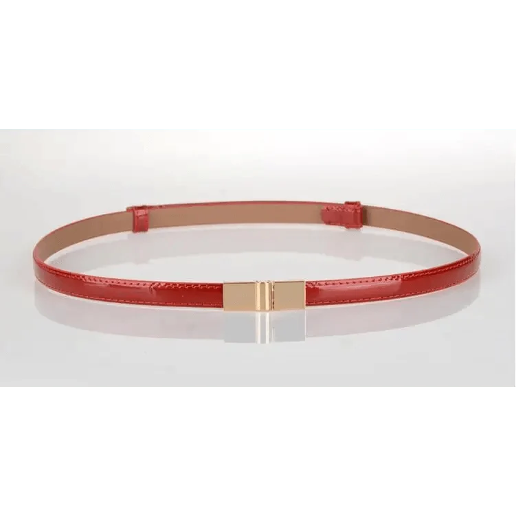 Elegant Thin Adjustable Belt PU Leather  One Size Buckle Women Waistbands Multiple Colors Belts For Women