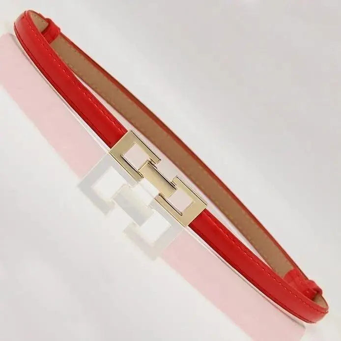 Elegant Thin Adjustable Belt PU Leather  One Size Buckle Women Waistbands Multiple Colors Belts For Women