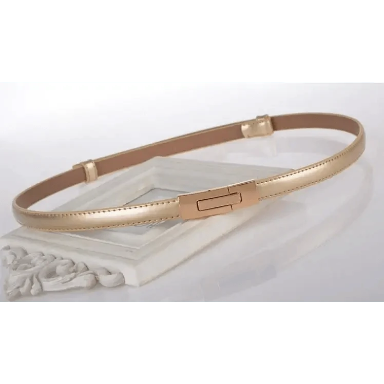 Elegant Thin Adjustable Belt PU Leather  One Size Buckle Women Waistbands Multiple Colors Belts For Women