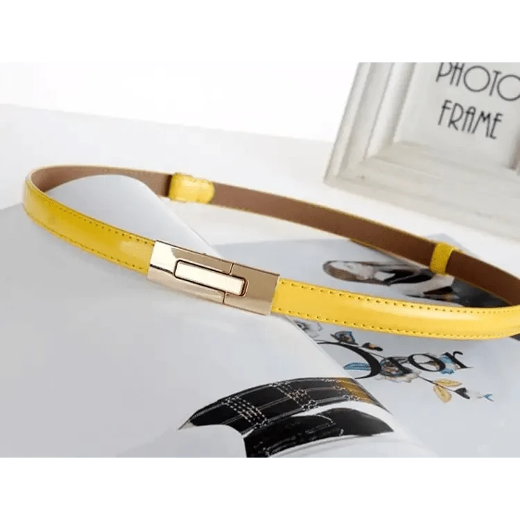 Elegant Thin Adjustable Belt PU Leather  One Size Buckle Women Waistbands Multiple Colors Belts For Women