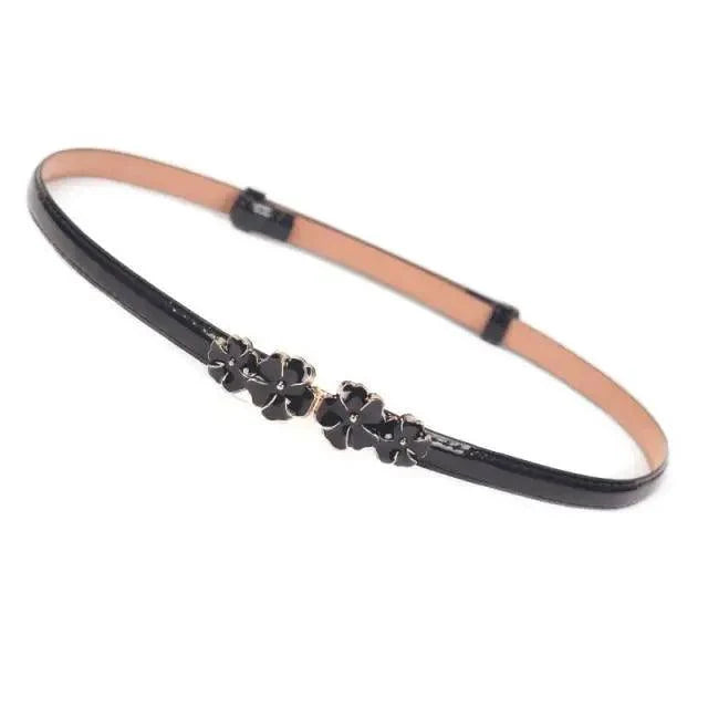 Elegant Thin Adjustable Belt PU Leather  One Size Buckle Women Waistbands Multiple Colors Belts For Women