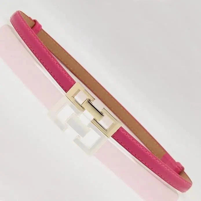Elegant Thin Adjustable Belt PU Leather  One Size Buckle Women Waistbands Multiple Colors Belts For Women
