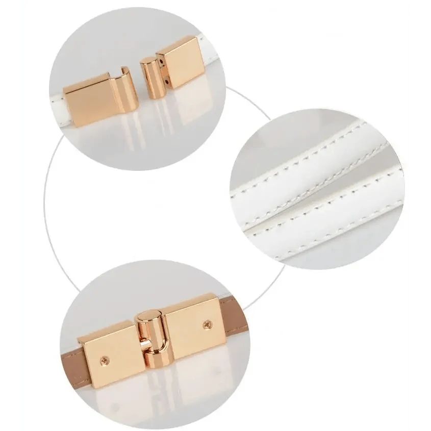 Elegant Thin Adjustable Belt PU Leather  One Size Buckle Women Waistbands Multiple Colors Belts For Women