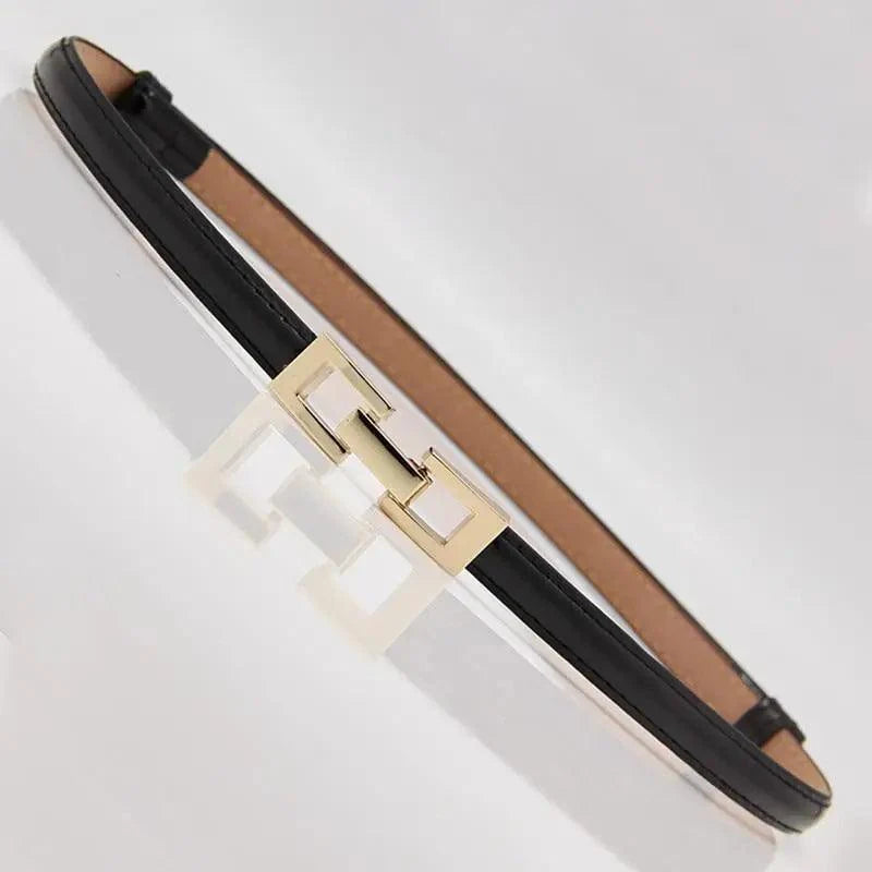 Elegant Thin Adjustable Belt PU Leather  One Size Buckle Women Waistbands Multiple Colors Belts For Women