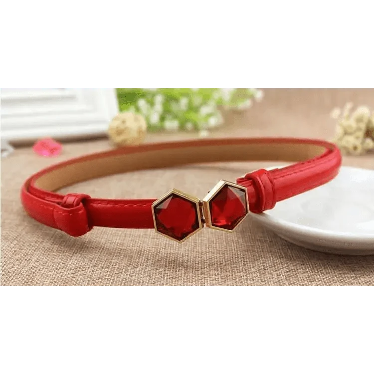 Elegant Thin Adjustable Belt PU Leather  One Size Buckle Women Waistbands Multiple Colors Belts For Women