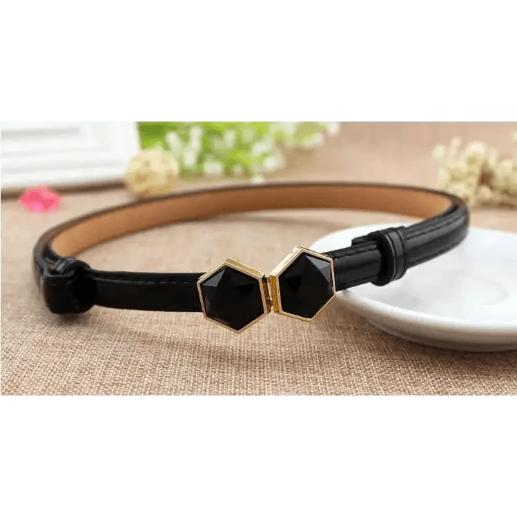 Elegant Thin Adjustable Belt PU Leather  One Size Buckle Women Waistbands Multiple Colors Belts For Women