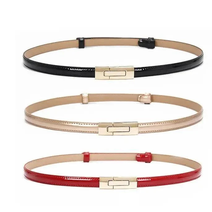 Elegant Thin Adjustable Belt PU Leather  One Size Buckle Women Waistbands Multiple Colors Belts For Women