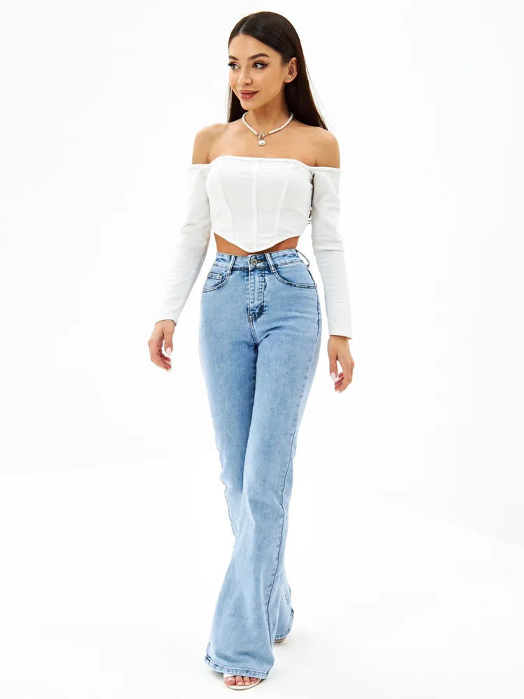 New Womens Denim Flared Jeans For Apparel Export