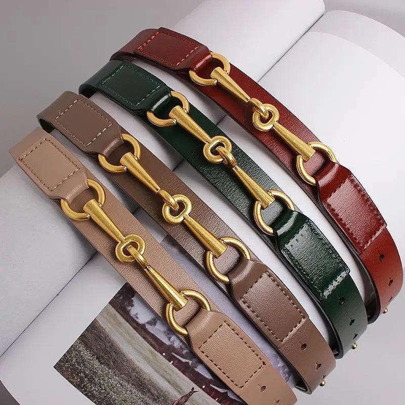 Simple Black Plain Leather Belt For Women Classic Thin Skinny Waistbands Casual Women Formal Belts