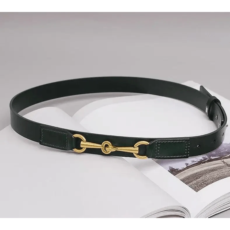Simple Black Plain Leather Belt For Women Classic Thin Skinny Waistbands Casual Women Formal Belts