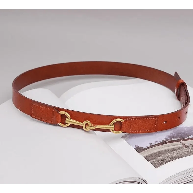 Simple Black Plain Leather Belt For Women Classic Thin Skinny Waistbands Casual Women Formal Belts