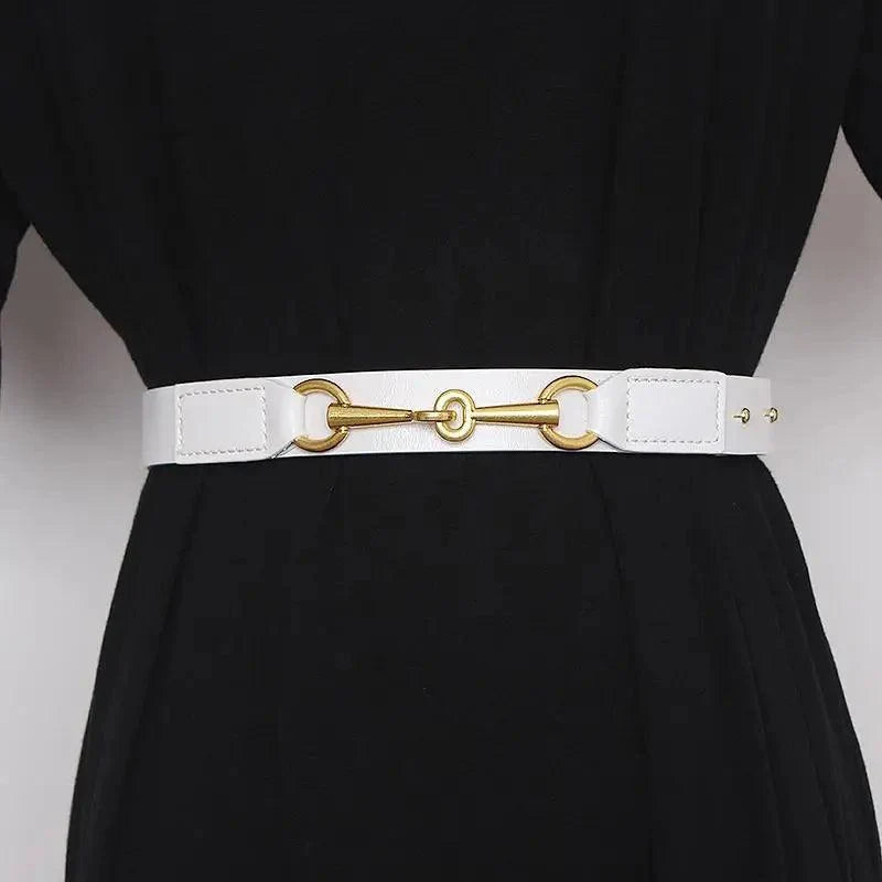 Simple Black Plain Leather Belt For Women Classic Thin Skinny Waistbands Casual Women Formal Belts