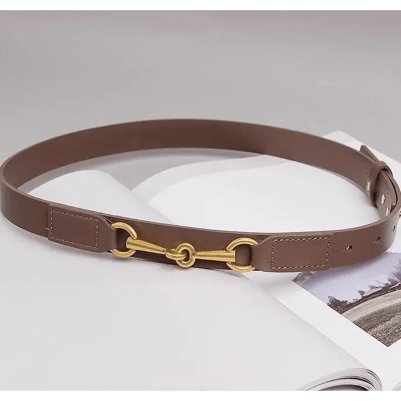 Simple Black Plain Leather Belt For Women Classic Thin Skinny Waistbands Casual Women Formal Belts
