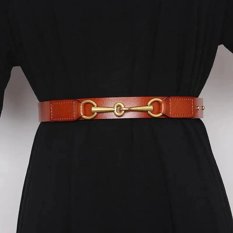 Simple Black Plain Leather Belt For Women Classic Thin Skinny Waistbands Casual Women Formal Belts