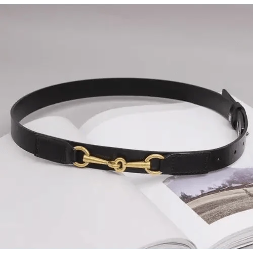 Simple Black Plain Leather Belt For Women Classic Thin Skinny Waistbands Casual Women Formal Belts