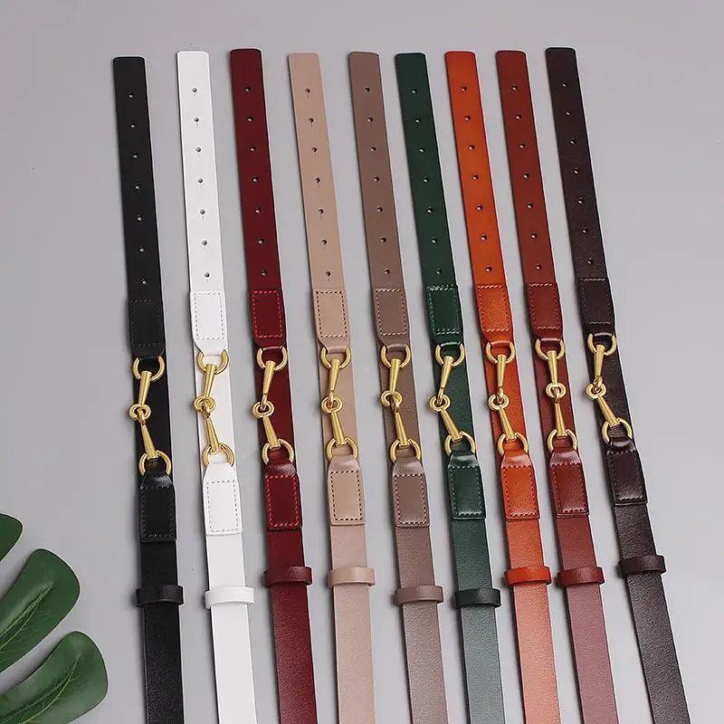 Simple Black Plain Leather Belt For Women Classic Thin Skinny Waistbands Casual Women Formal Belts