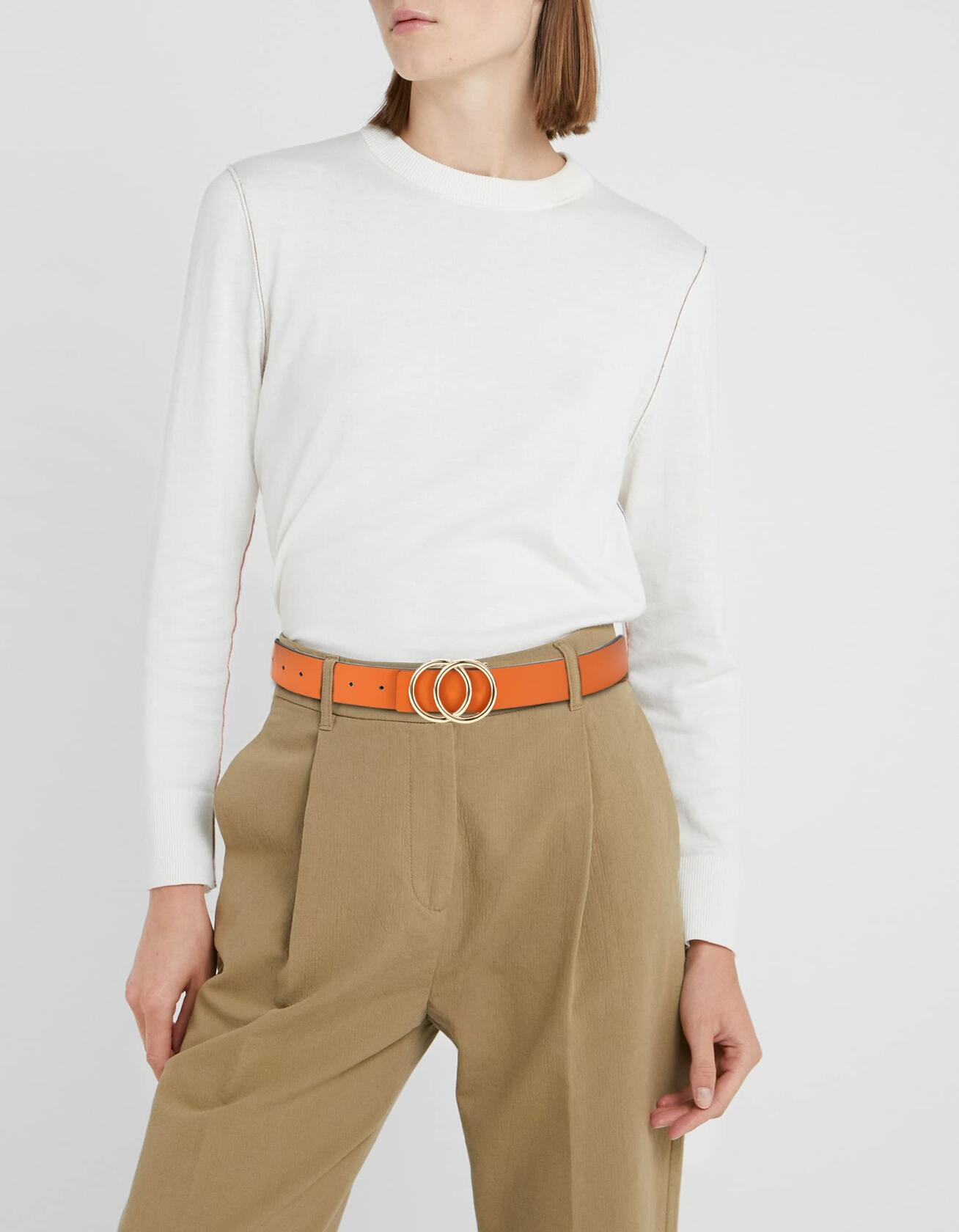CR Womens Leather Belt 1.3" Reversible Casual